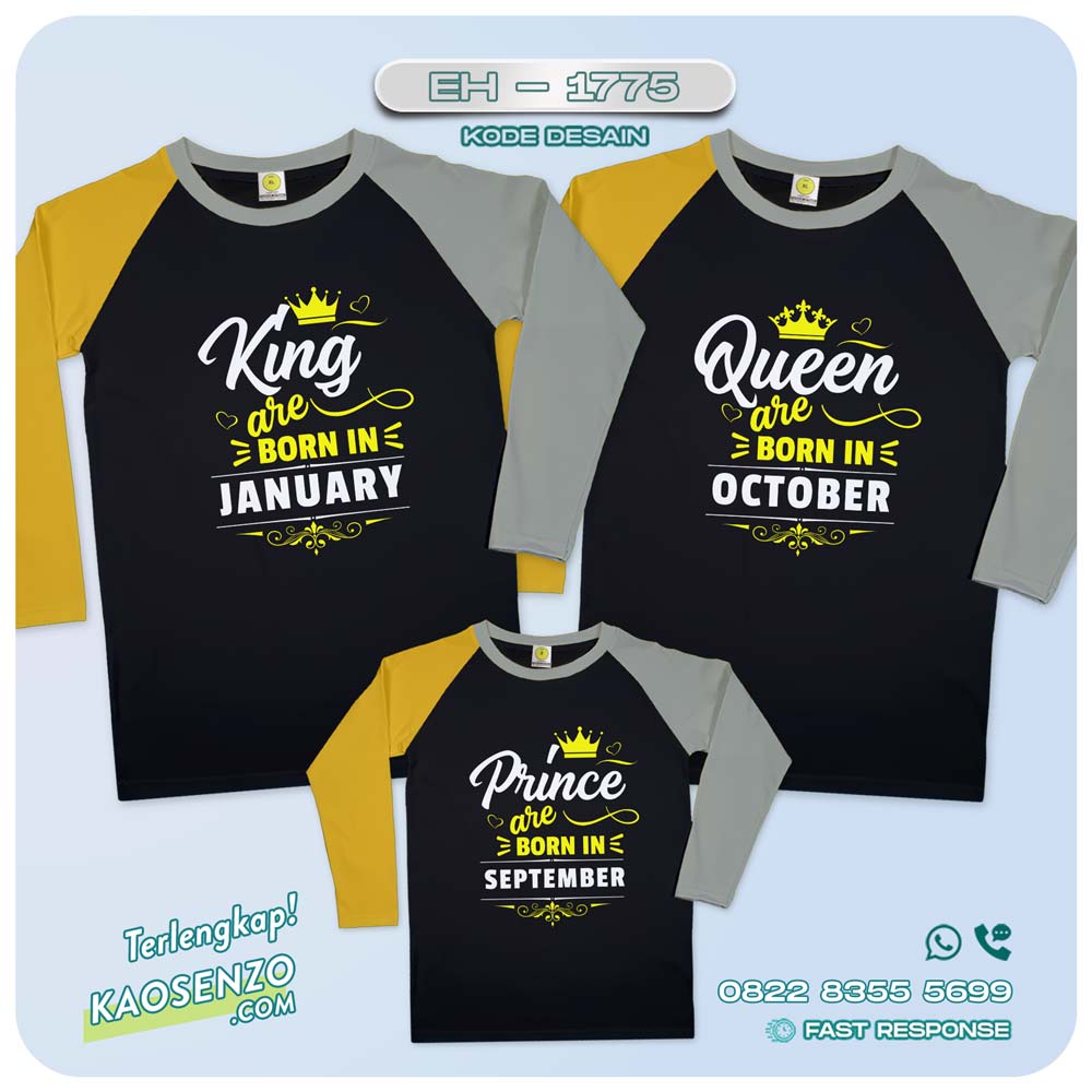 Baju Kaos Couple Keluarga | Kaos Couple Family Custom King Queen | Kaos Motif Crown - EH 1775