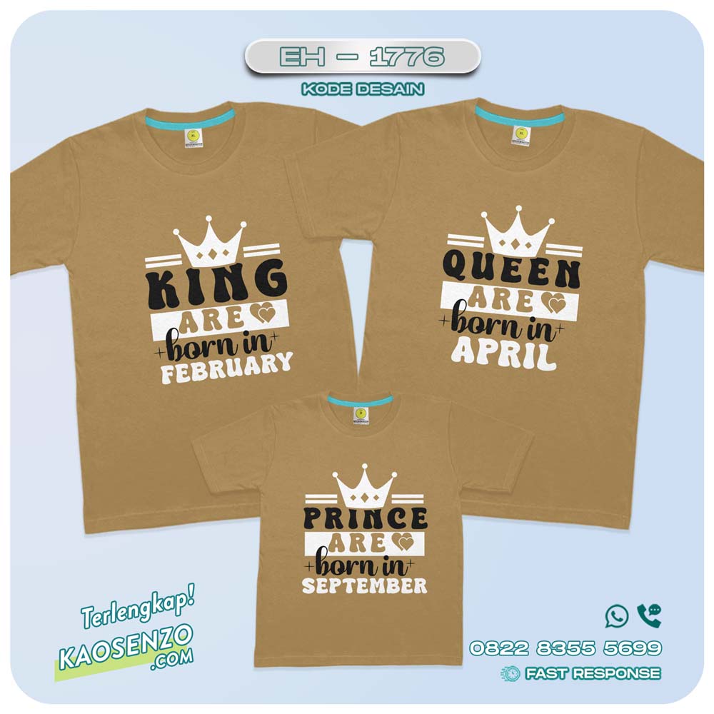 Baju Kaos Couple Keluarga | Kaos Couple Family Custom King Queen | Kaos Motif Crown - EH 1776