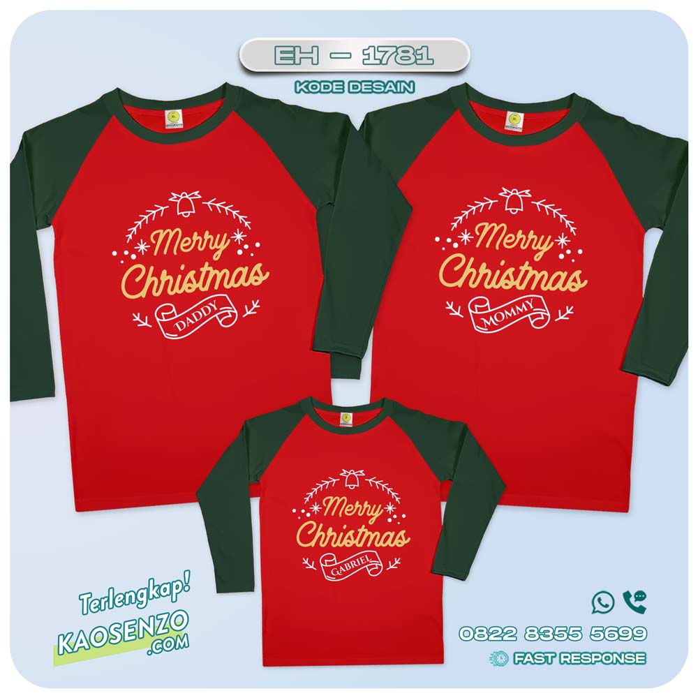 Baju Kaos Couple Keluarga Natal | Kaos Family Custom Christmas | Kaos Natal - EH 1781