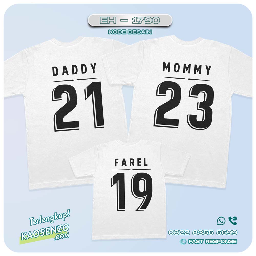 Baju Kaos Couple Keluarga Angka | Kaos Family Custom Nomor Punggung | Kaos Angka - EH 1790