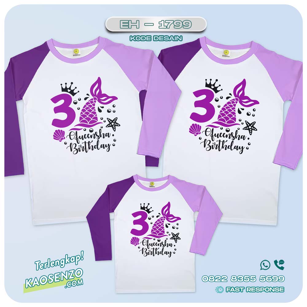 Baju Kaos Couple Keluarga Mermaid | Kaos Couple Family Mermaid | Kaos Motif Mermaid - EH 1799