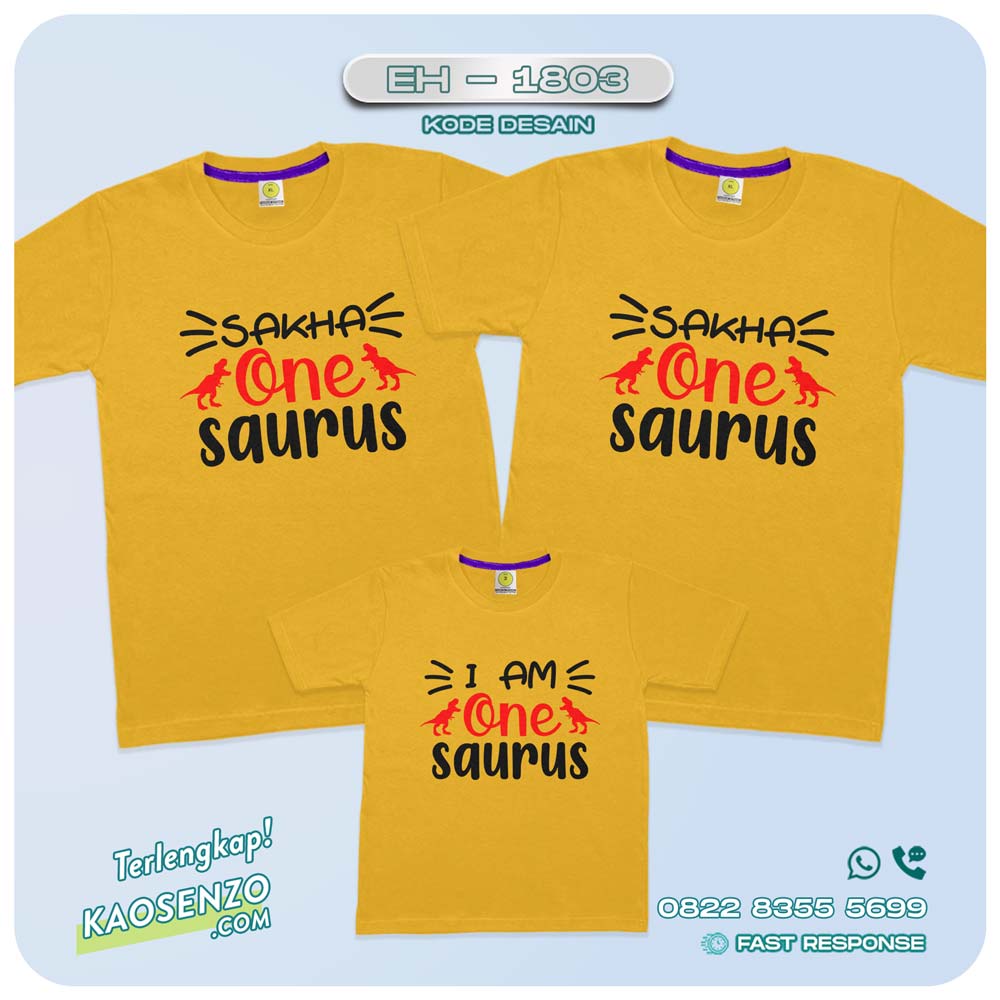 Baju Kaos Couple Keluarga Dinosaurus | Kaos Family Custom Dinosaurus | Kaos Motif Dinosaurus - EH 1803