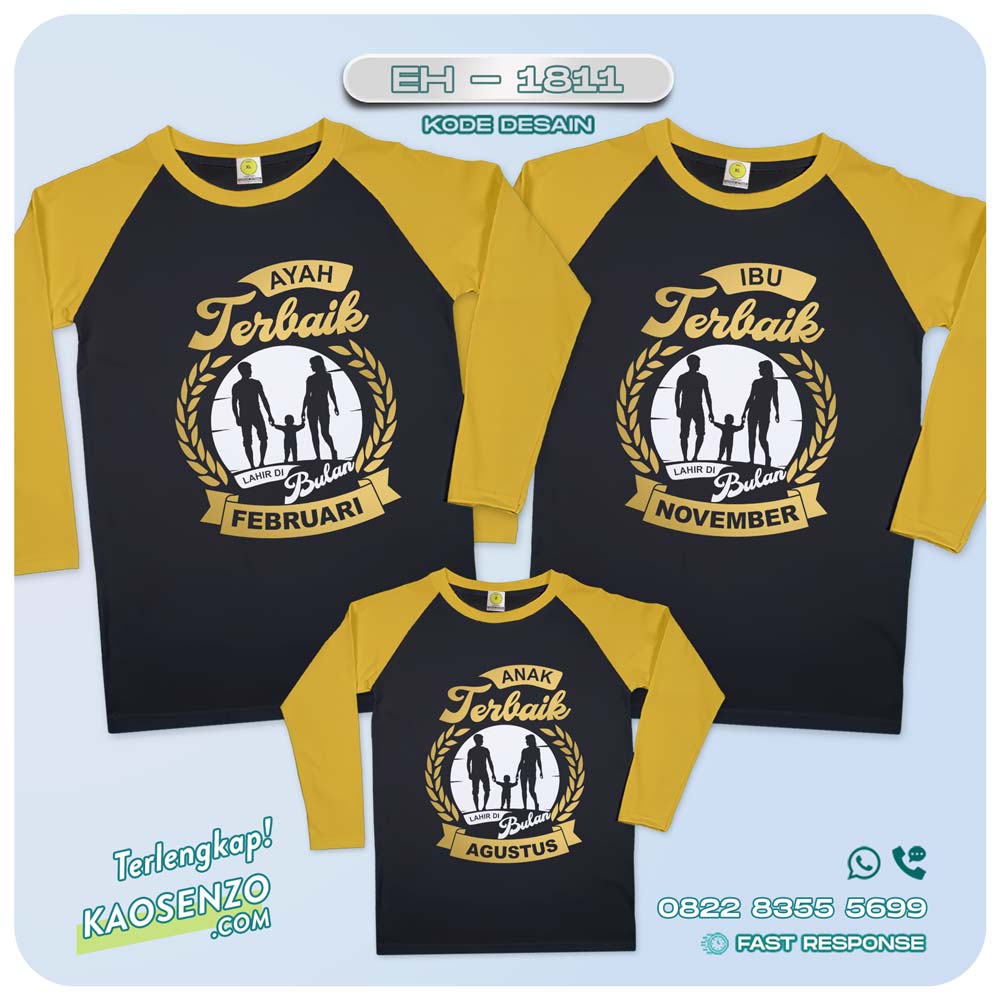 Baju Kaos Couple Keluarga | Kaos Family Custom | Kaos Motif Ayah Ibu Terbaik - EH - 1811