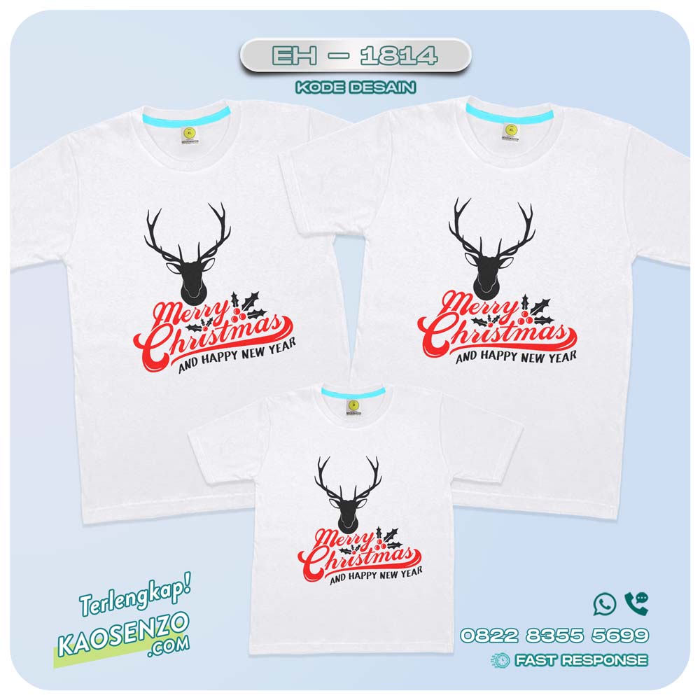 Baju Kaos Couple Keluarga Natal | Kaos Family Custom Christmas | Kaos Natal - EH 1814