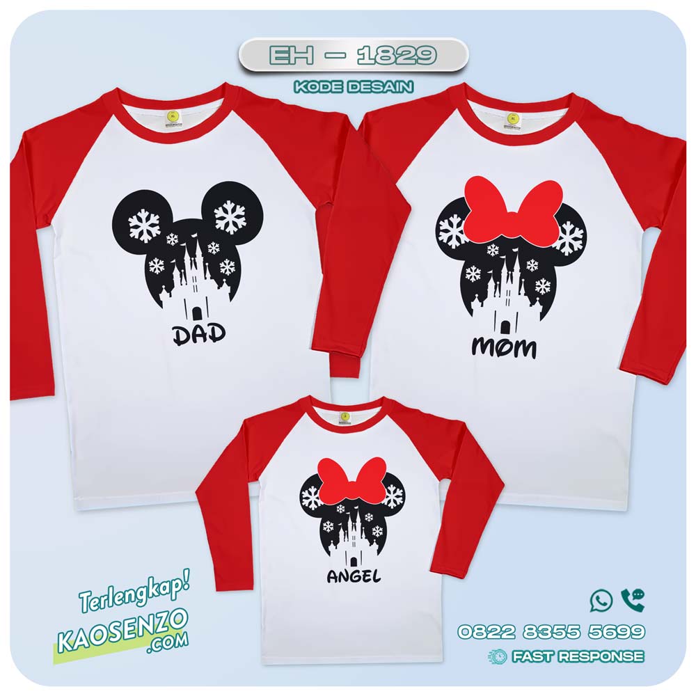 Baju Kaos Couple Keluarga | Kaos Family Custom Mickey Mouse Natal | Kaos Motif Mickey Christmas - EH - 1829