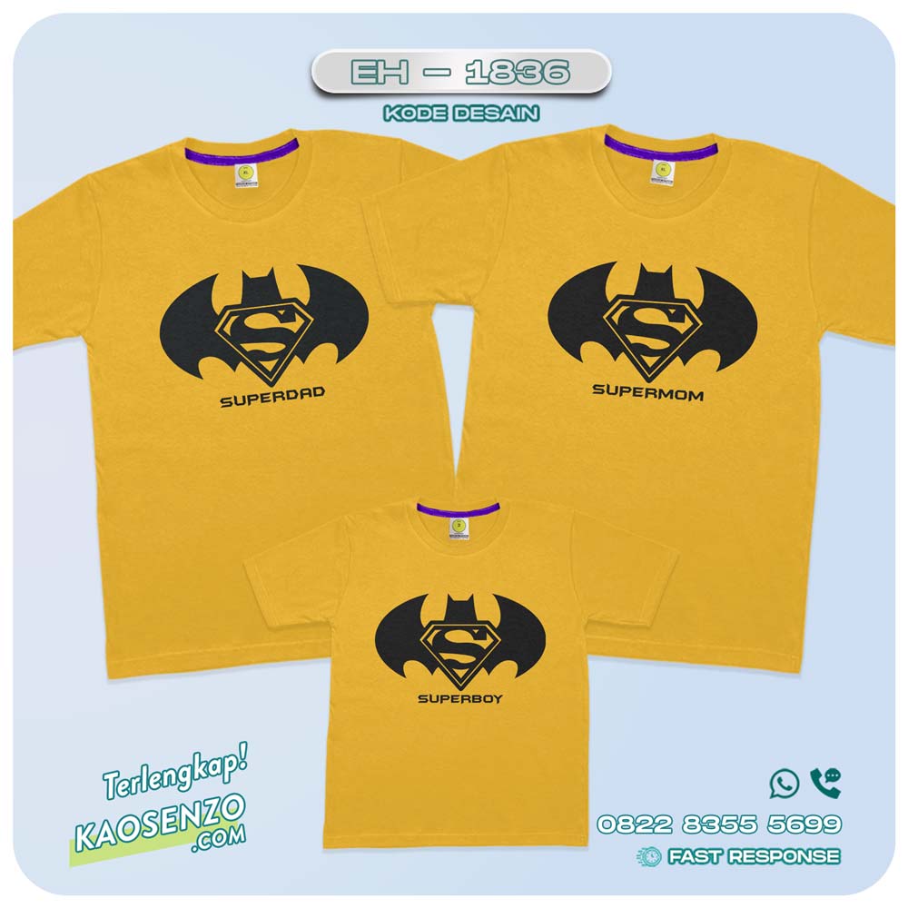 Baju Kaos Couple Keluarga Batman | Kaos Family Custom Superdad Supermom | Kaos Motif Batman - EH 1836