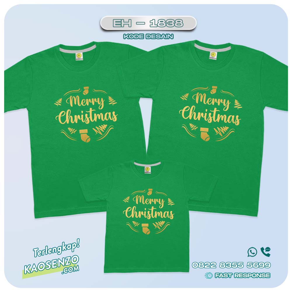 Baju Kaos Couple Keluarga Natal | Kaos Family Custom Christmas | Kaos Natal - EH 1838