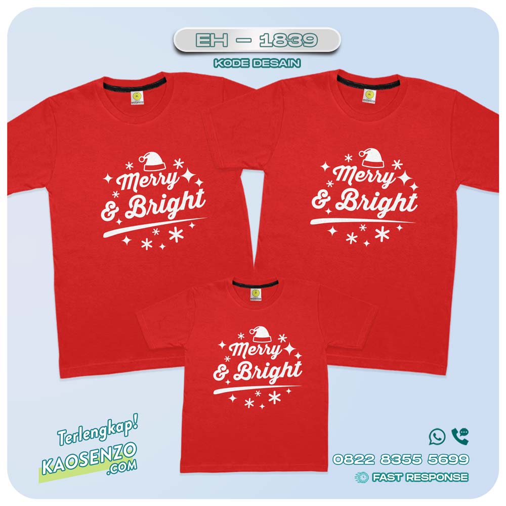 Baju Kaos Couple Keluarga Natal | Kaos Family Custom Christmas | Kaos Natal - EH 1839