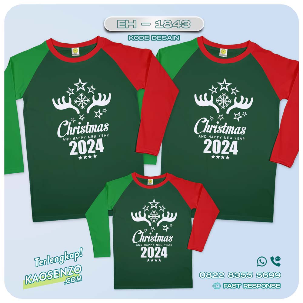 Baju Kaos Couple Keluarga Natal | Kaos Family Custom Christmas | Kaos Natal - EH 1843