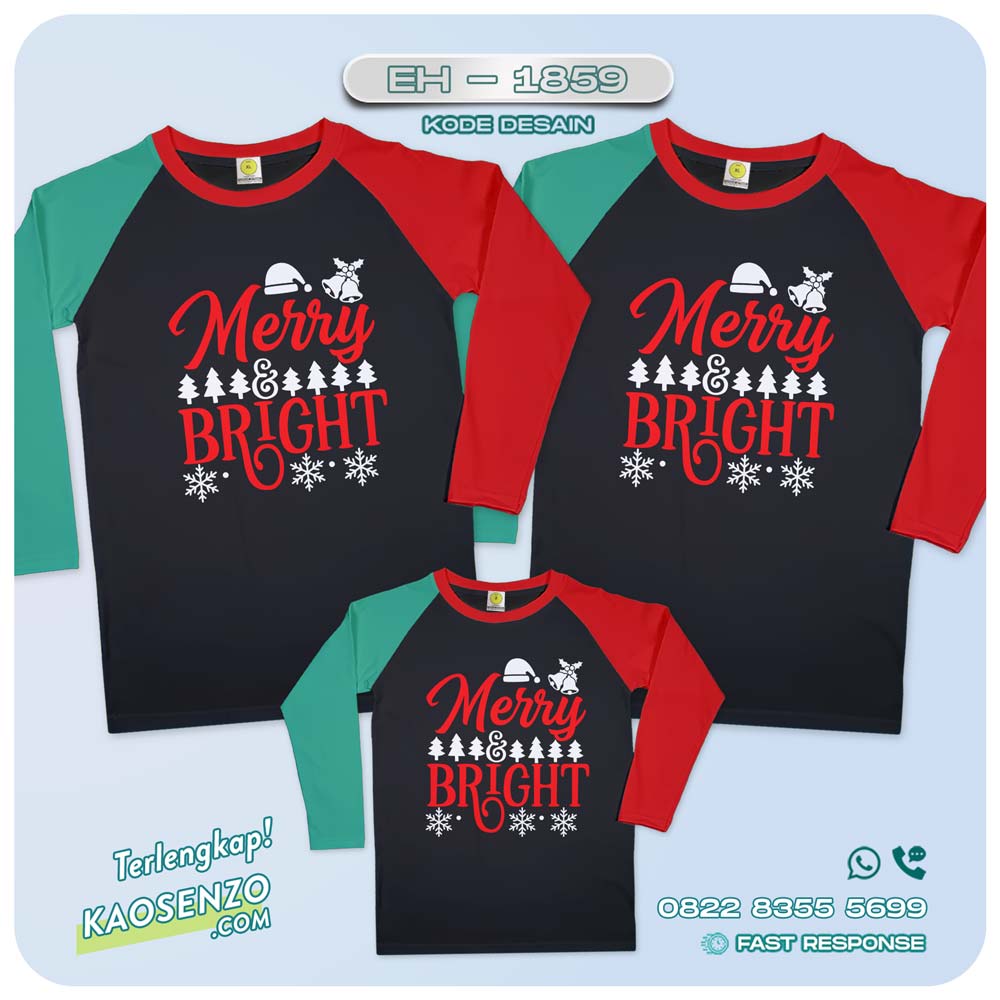 Baju Kaos Couple Keluarga Natal | Kaos Family Custom Christmas | Kaos Natal - EH 1859