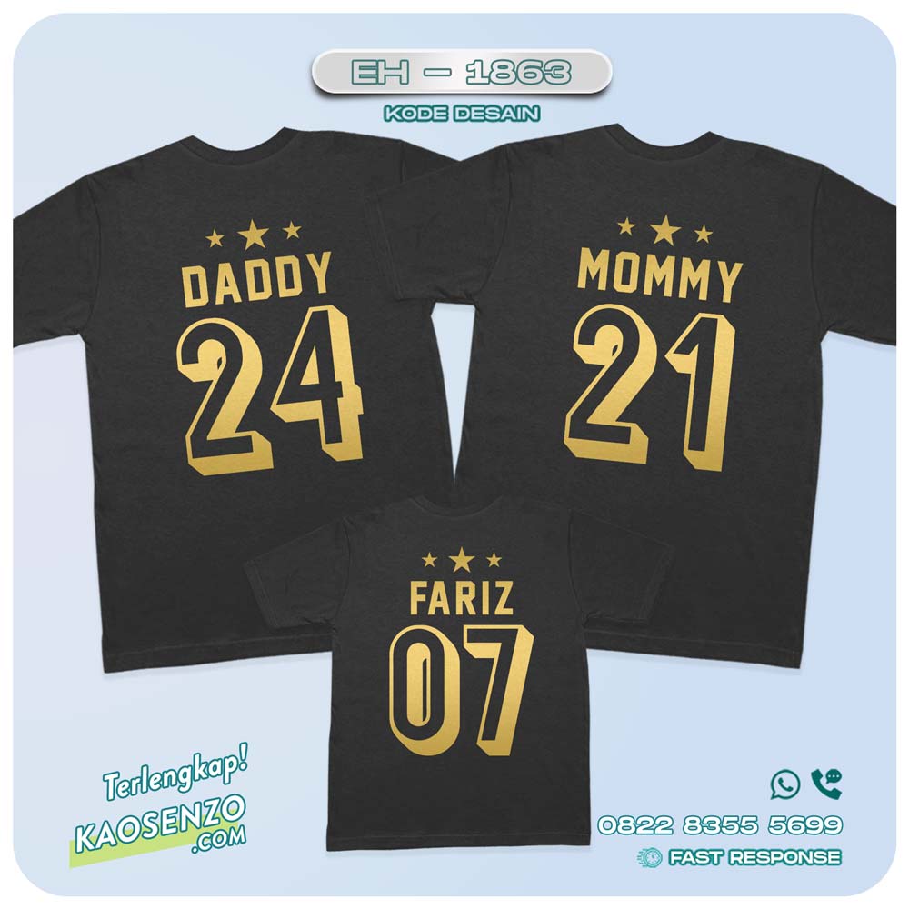 Baju Kaos Couple Keluarga Angka | Kaos Family Custom Nomor Punggung | Kaos Angka - EH 1863