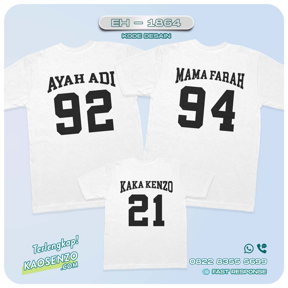 Baju Kaos Couple Keluarga Angka | Kaos Family Custom Nomor Punggung | Kaos Angka - EH 1864