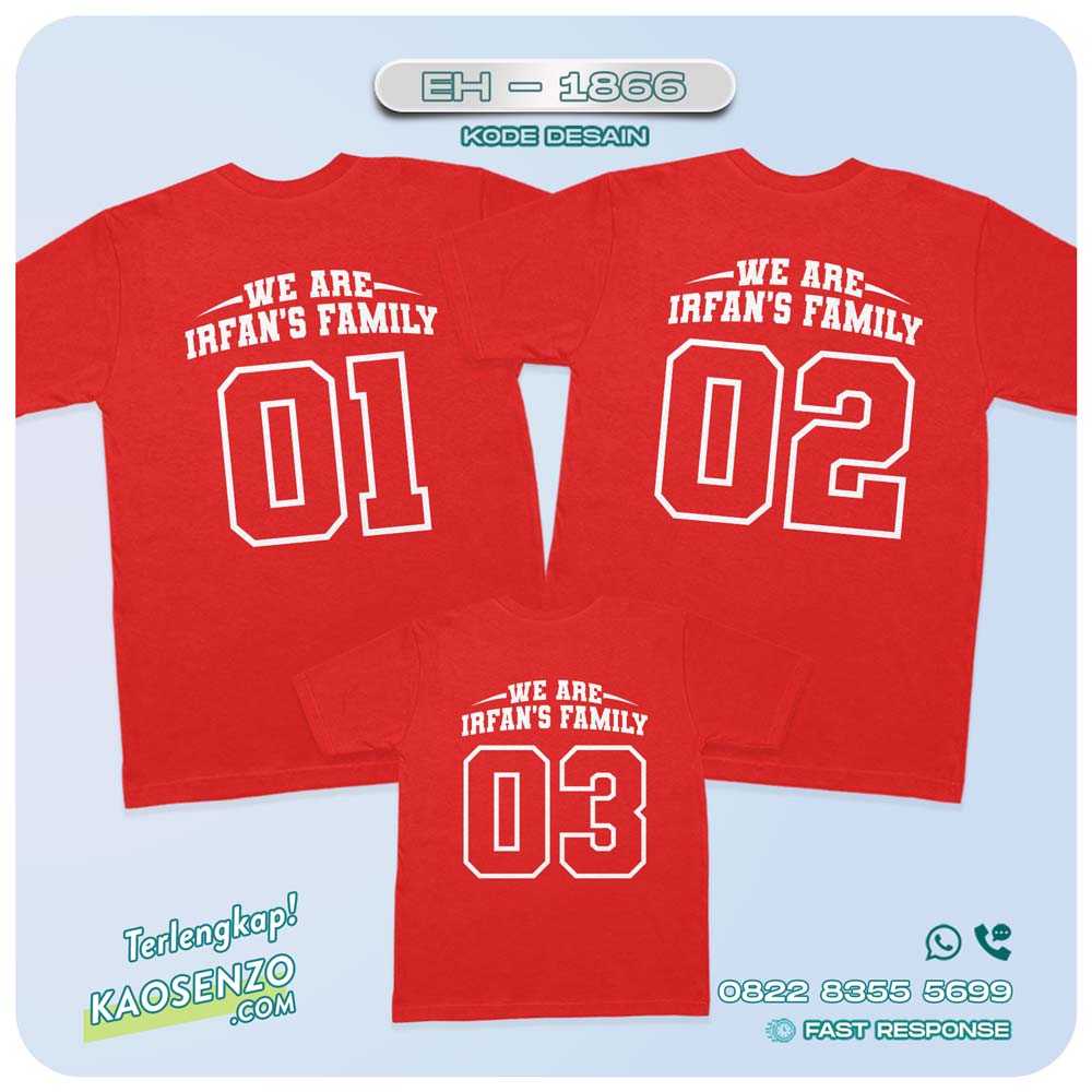 Baju Kaos Couple Keluarga Angka | Kaos Family Custom Nomor Punggung | Kaos Angka - EH 1866