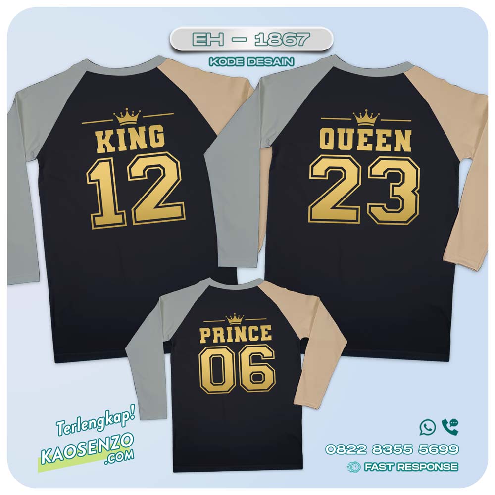 Baju Kaos Couple Keluarga Angka King Queen | Kaos Family Custom Nomor Punggung | Kaos Angka - EH 1867