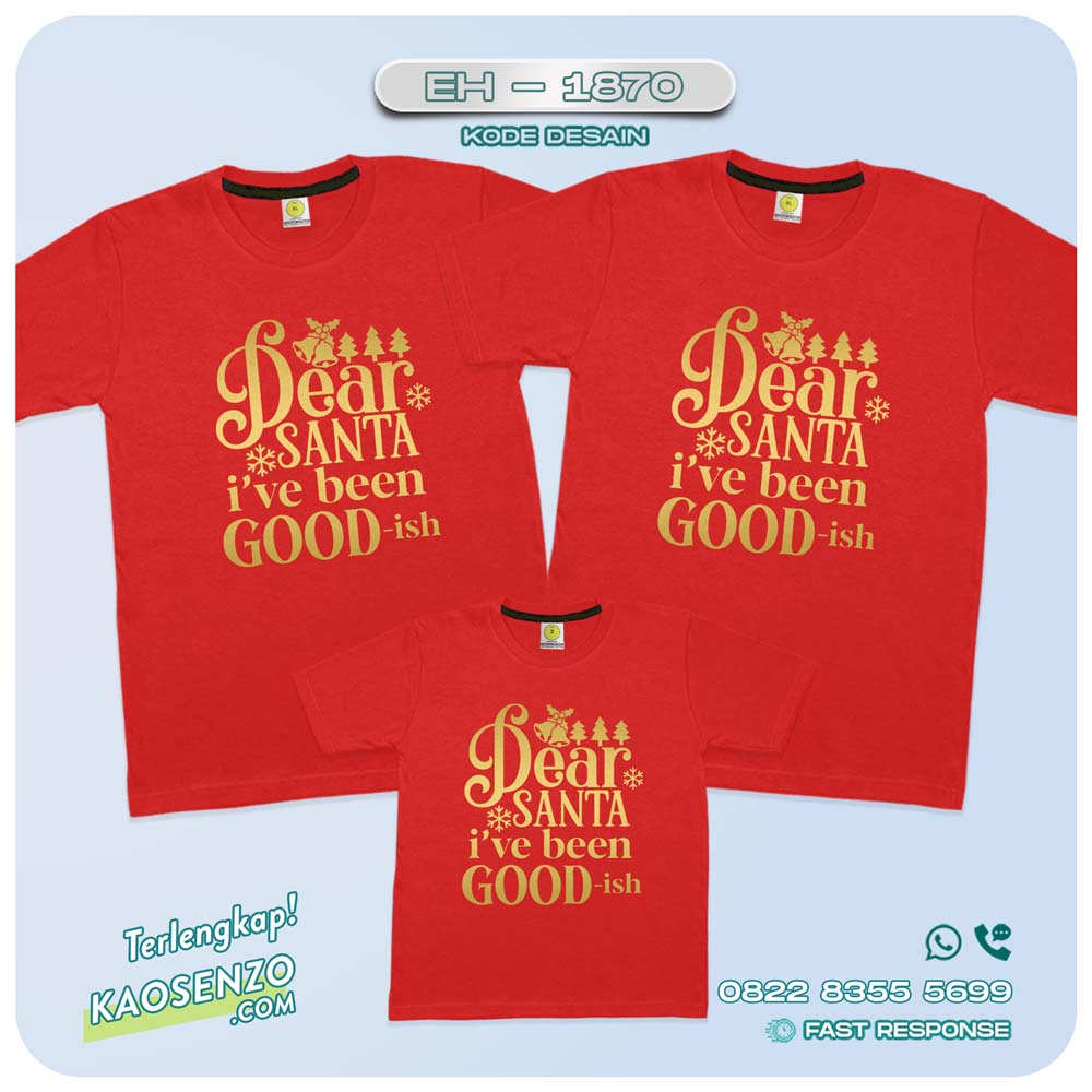 Baju Kaos Couple Keluarga Natal | Kaos Family Custom Christmas | Kaos Natal - EH 1870