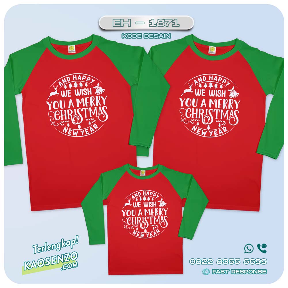 Baju Kaos Couple Keluarga Natal | Kaos Family Custom Christmas | Kaos Natal - EH 1871