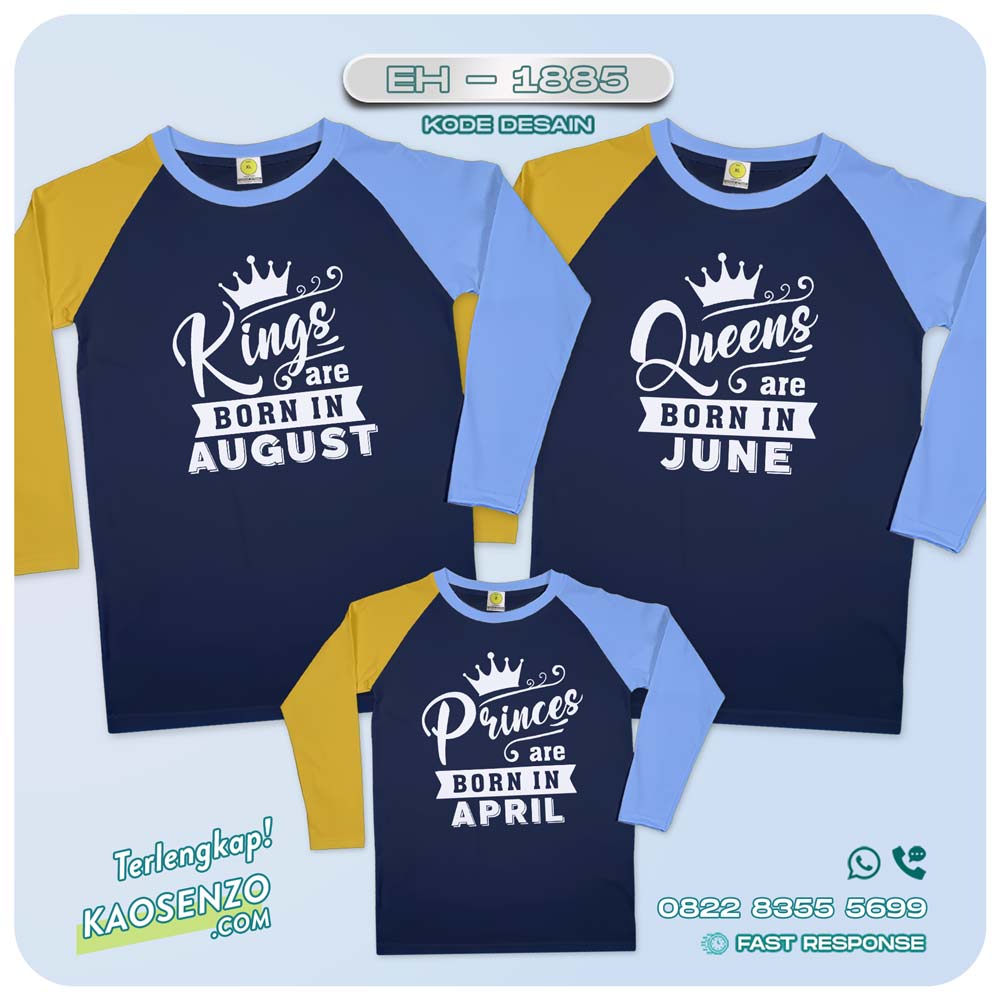 Baju Kaos Couple Keluarga | Kaos Couple Family Custom King Queen | Kaos Motif Crown - EH 1885