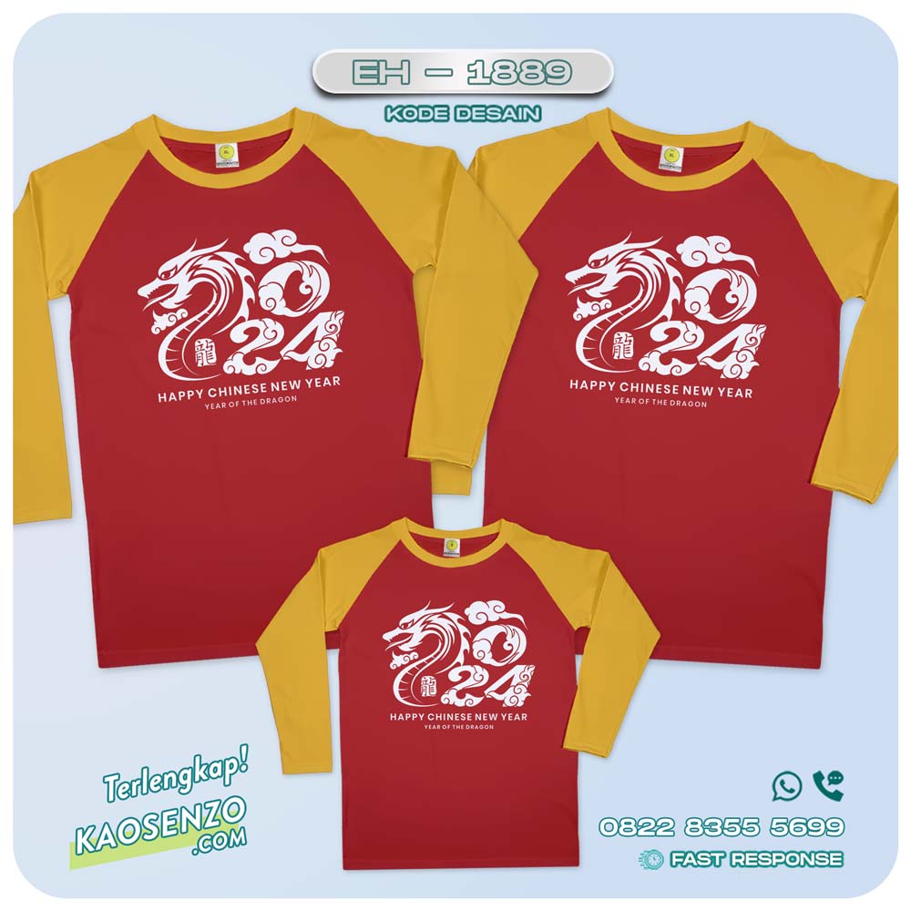 Baju Kaos Couple Keluarga Imlek | Kaos Family Custom Chinese New Year | Kaos Imlek - EH 1889