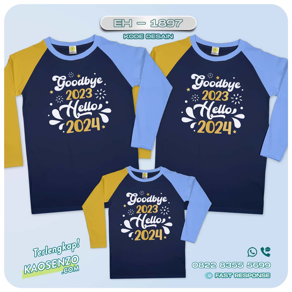 Baju Kaos Couple Keluarga | Kaos Family Custom Tahun Baru - EH 1897