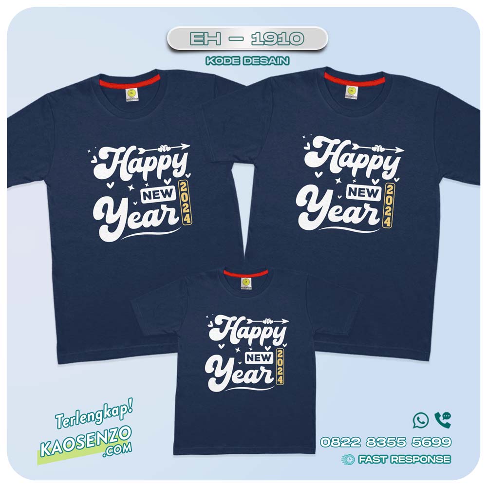 Baju Kaos Couple Keluarga | Kaos Family Custom Tahun Baru - EH 1910