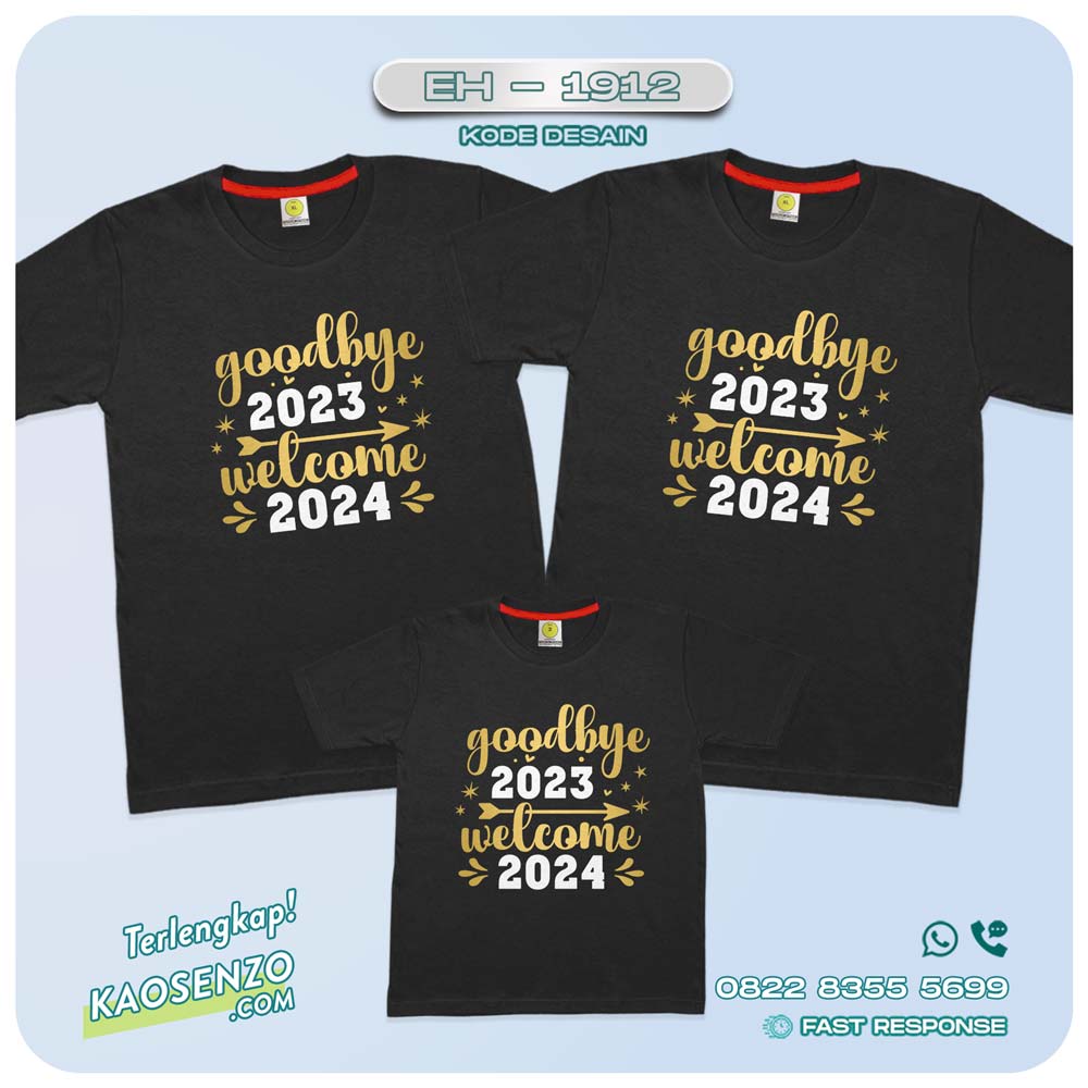 Baju Kaos Couple Keluarga | Kaos Family Custom Tahun Baru - EH 1912