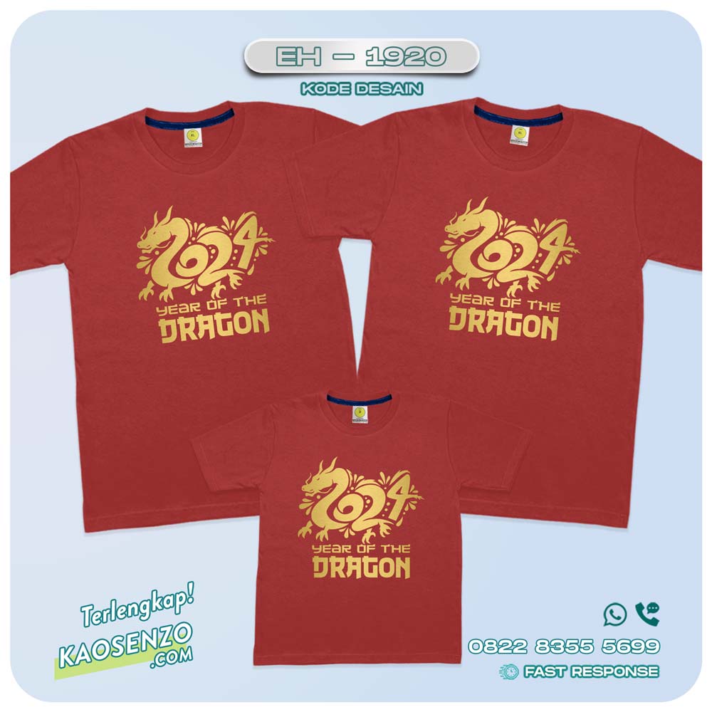 Baju Kaos Couple Keluarga Imlek | Kaos Family Custom Chinese New Year | Kaos Imlek - EH 1920