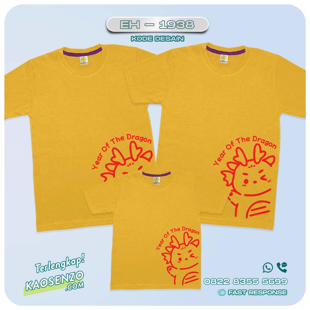 Baju Kaos Couple Keluarga Imlek | Kaos Family Custom Chinese New Year | Kaos Imlek - EH 1938
