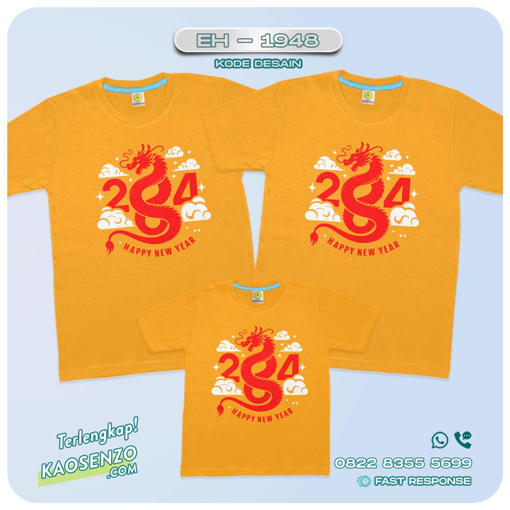 Baju Kaos Couple Keluarga Imlek | Kaos Family Custom Chinese New Year | Kaos Imlek - EH 1948