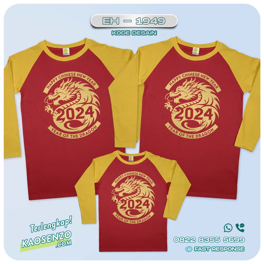 Baju Kaos Couple Keluarga Imlek | Kaos Family Custom Chinese New Year | Kaos Imlek - EH 1949