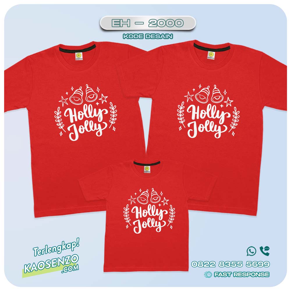 Baju Kaos Couple Keluarga Natal | Kaos Family Custom Christmas | Kaos Natal - EH 2000