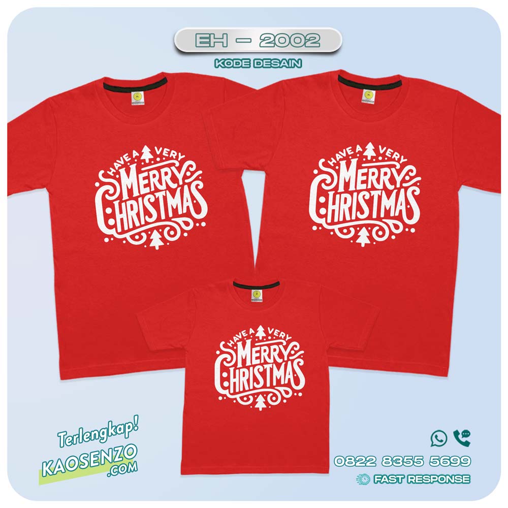 Baju Kaos Couple Keluarga Natal | Kaos Family Custom Christmas | Kaos Natal - EH 2002