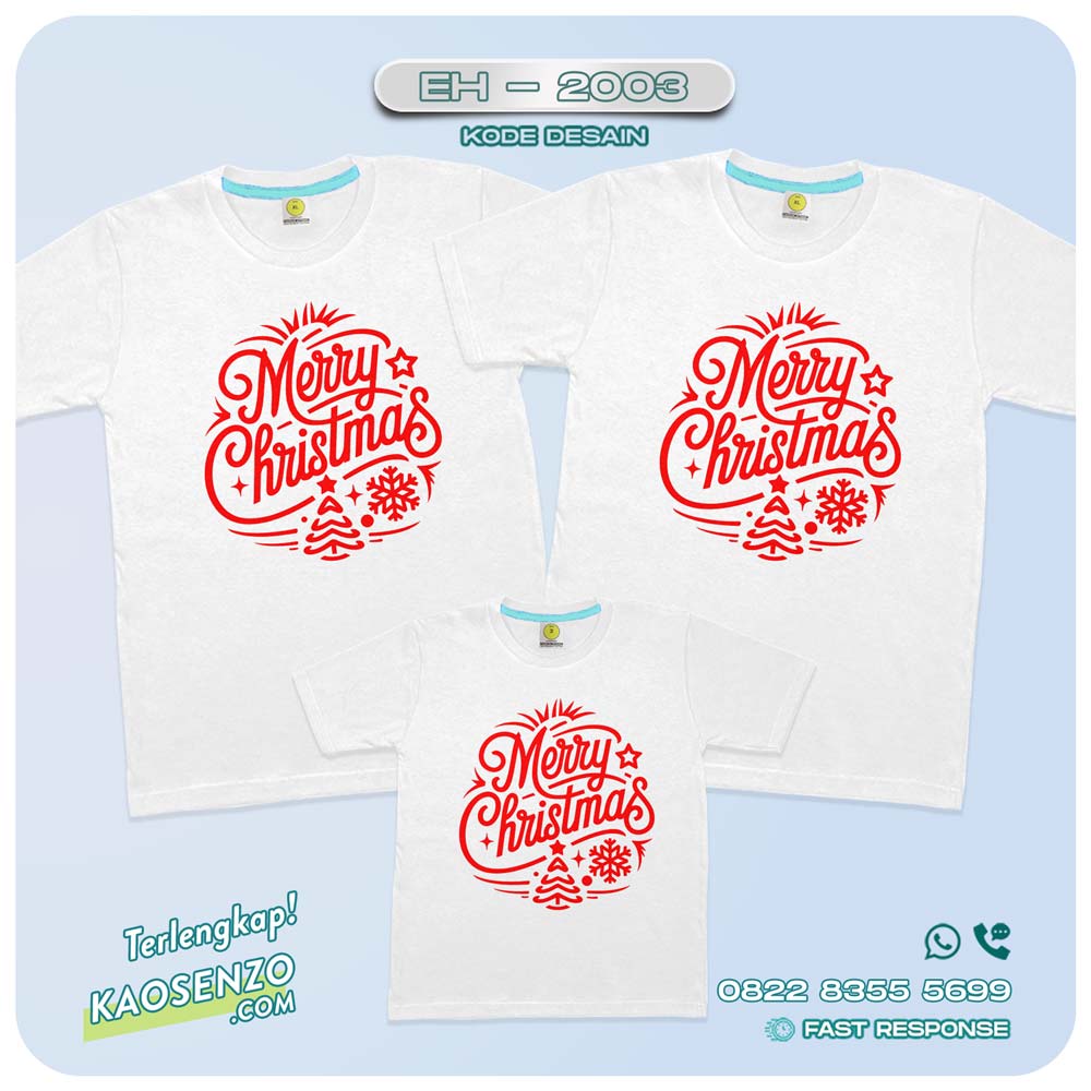 Baju Kaos Couple Keluarga Natal | Kaos Family Custom Christmas | Kaos Natal - EH 2003