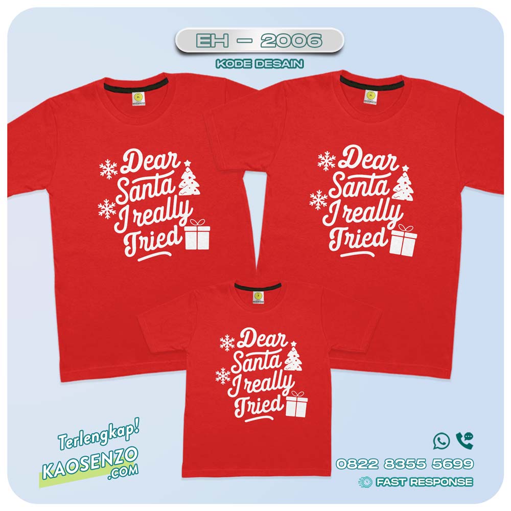 Baju Kaos Couple Keluarga Natal | Kaos Family Custom Christmas | Kaos Natal - EH 2006