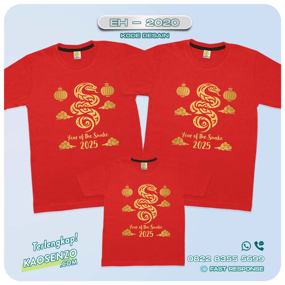 Baju Kaos Couple Keluarga Imlek | Kaos Family Custom Chinese New Year | Kaos Imlek - EH 2020