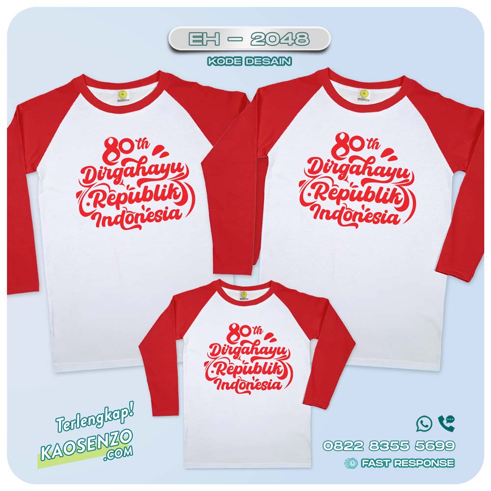 Baju Kaos Couple Keluarga | Kaos Family Custom | Kaos Motif Kemerdekaan - EH - 2048
