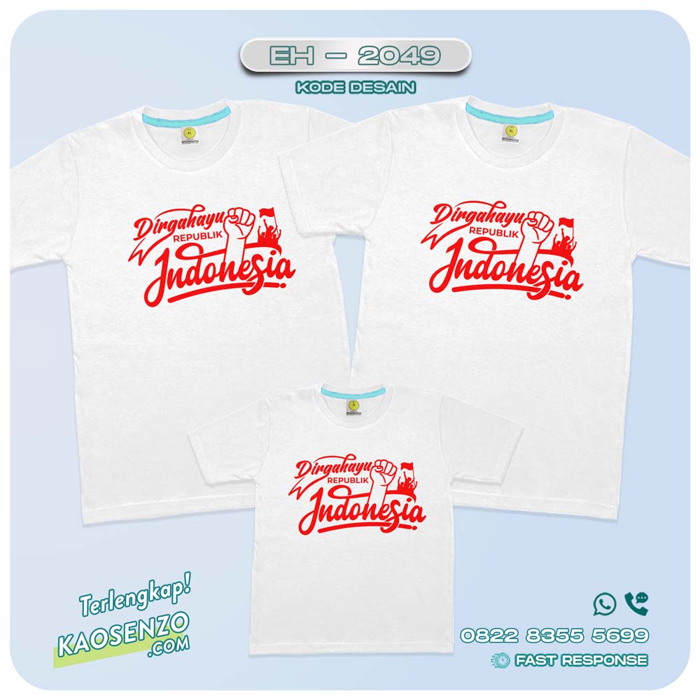Baju Kaos Couple Keluarga | Kaos Family Custom | Kaos Motif Kemerdekaan - EH - 2049