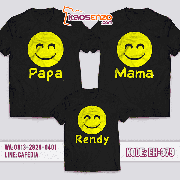 Baju Kaos Couple Keluarga | Kaos Family Custom Emoticon Smile - EH 379