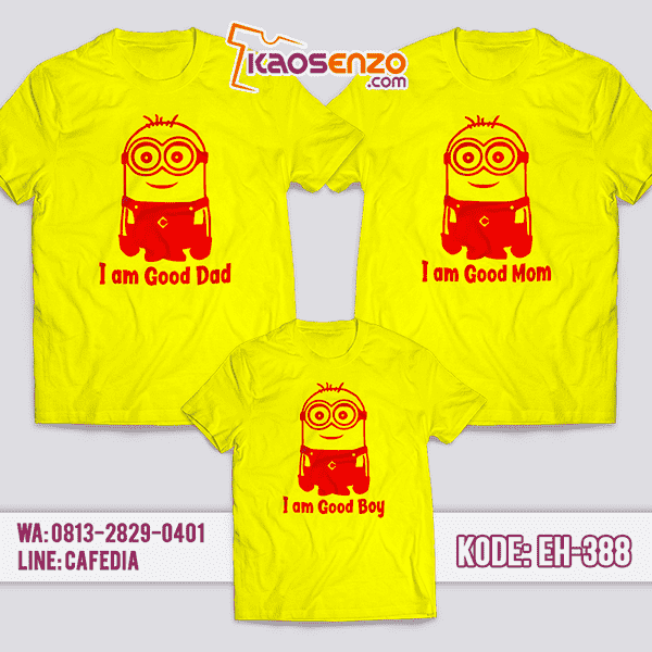 Baju Kaos Couple Keluarga | Kaos Family Custom Minion - EH 388