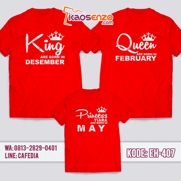 Baju Kaos Couple Keluarga | Kaos Family Custom King Queen - EH 407