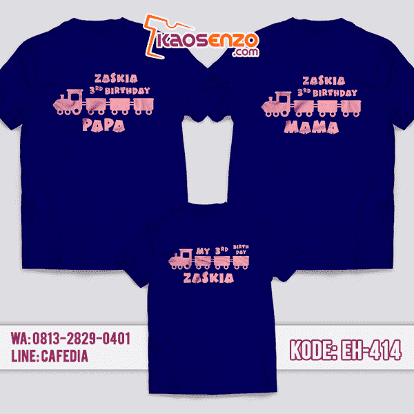 Baju Kaos Couple Keluarga | Kaos Family Motif Train - EH 414