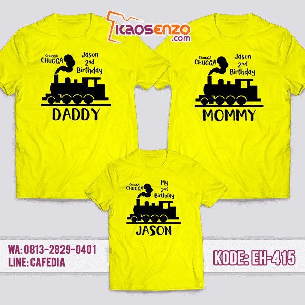 Baju Kaos Couple Keluarga | Kaos Family Motif Train - EH 415