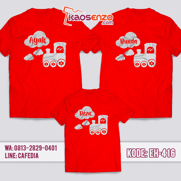 Baju Kaos Couple Keluarga | Kaos Family Motif Train - EH 416