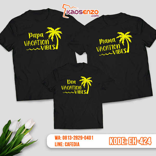 Baju Kaos Couple Keluarga | Kaos Family Custom Vacation Vibes - EH 424