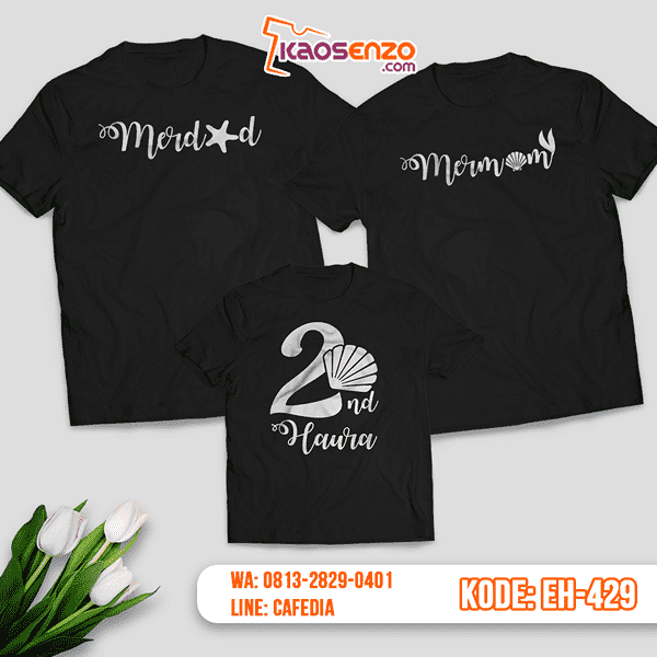 Baju Kaos Couple Keluarga | Kaos Family Custom Mermaid - EH 429