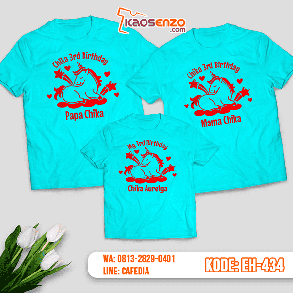 Baju Kaos Couple Keluarga | Kaos Family Custom Unicorn - EH 434