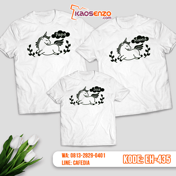 Baju Kaos Couple Keluarga | Kaos Family Custom Unicorn - EH 435