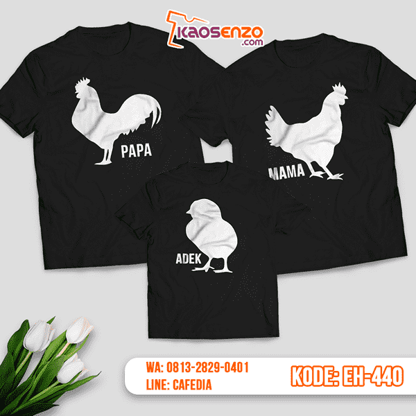 Baju Kaos Couple Keluarga | Kaos Family Custom Ayam - EH 440