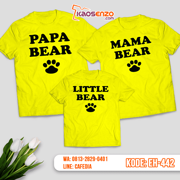 Baju Kaos Couple Keluarga | Kaos Family Custom Bear - EH 442