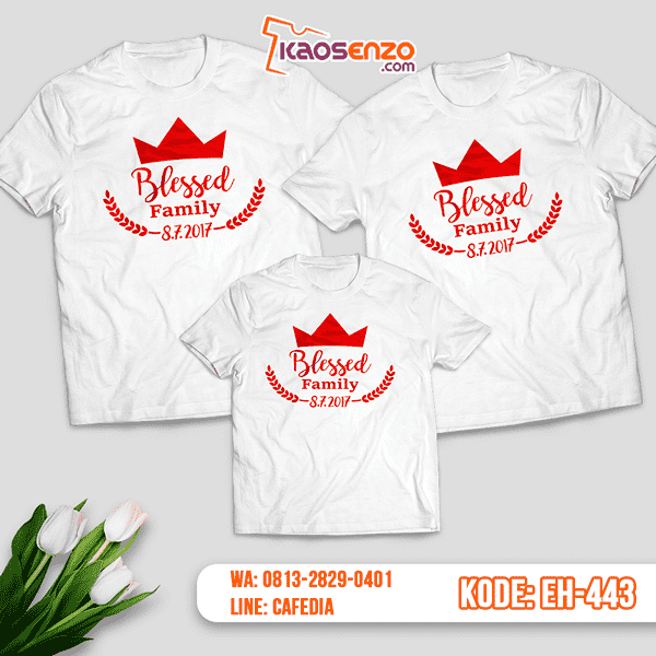 Baju Kaos Couple Keluarga | Kaos Family Custom Motif Blessed Family - EH 443