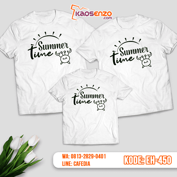 Baju Kaos Couple Keluarga | Kaos Family Custom Motif Summer Time - EH 450